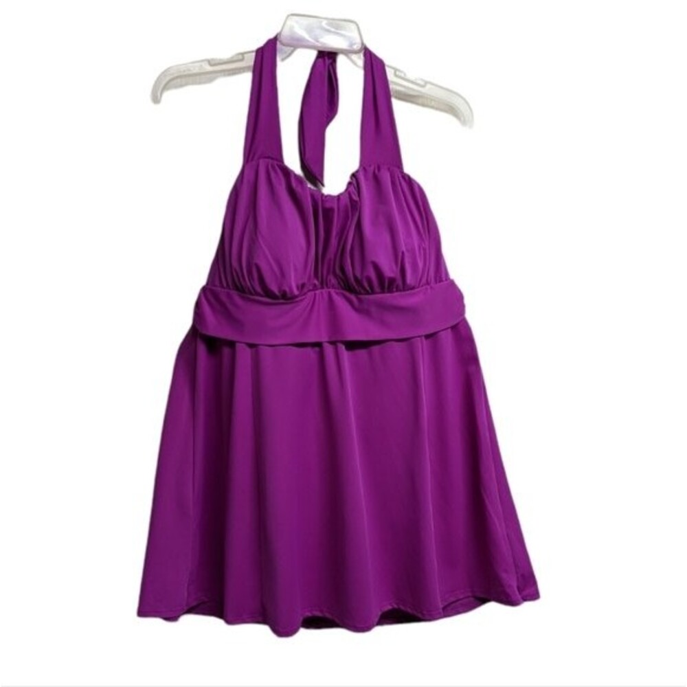 NWT Always For Me Swimwear Women 16 Halter Top Backless Empire Magenta 16W NEW